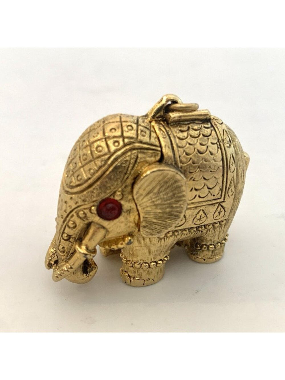 Vintage Max Factor Tiny Tusker Elephant Perfume Pendant Compact Gold Tone